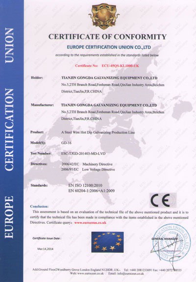 Сертификат соответствия продукции требованиям директив ЕС